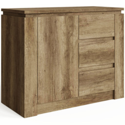 GFW Canyon Single Door 3 Drawer Oak Grey Storage Unit - Size: 39 x 85 x 69cm - Brown - Wilko - thumbnail 3