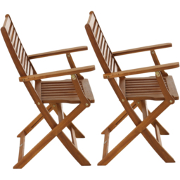 Charles Bentley Set of 2 Acacia Foldable Patio Armchair - Size: 1 Seater - Brown - Wilko - thumbnail 5