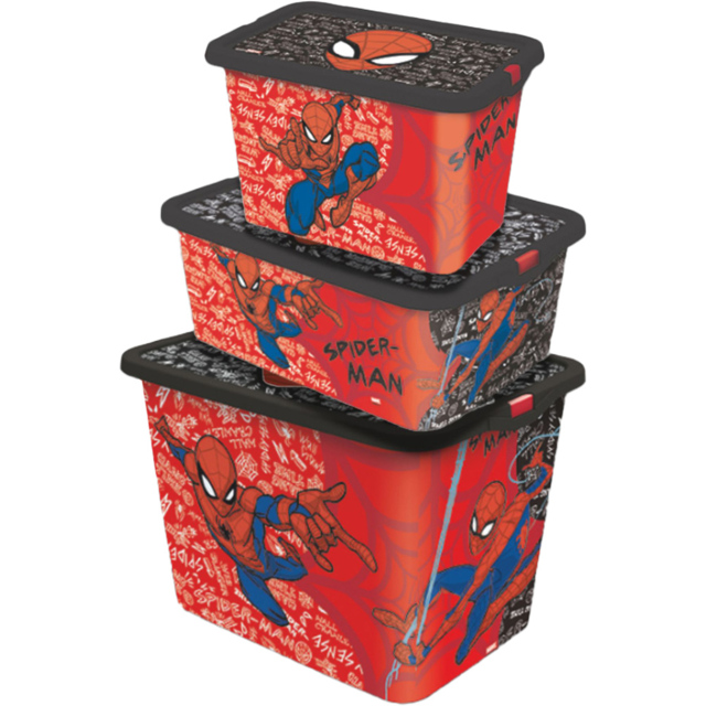 Spiderman Storage Box 3 Piece - Size: 27 x 29 x 39cm - Multi - Wilko - image 1
