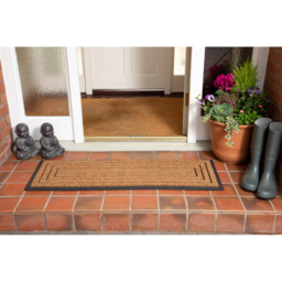 Eselle Chadderton Border Natural Coir Door Mat 40 x 120cm - Size: 40 x 120 x 2cm - Brown - Wilko - thumbnail 3
