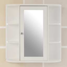 Premier Housewares White Mirror Bathroom Cabinet - Size: 60 x 17 x 58cm - Wilko