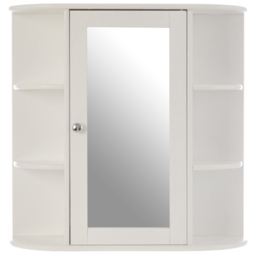 Premier Housewares White Mirror Bathroom Cabinet - Size: 60 x 17 x 58cm - Wilko - thumbnail 4