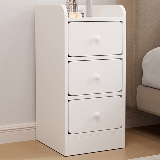 Living and Home 3 Drawer Warm White Bedside Table - Wilko - image 1