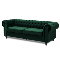 Home Detail Chesterfield 3 Seater Pleat Green Velvet Sofa - Wilko - thumbnail 3