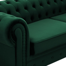 Home Detail Chesterfield 3 Seater Pleat Green Velvet Sofa - Wilko - thumbnail 7