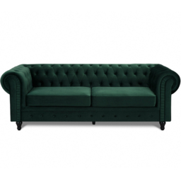Home Detail Chesterfield 3 Seater Pleat Green Velvet Sofa - Wilko - thumbnail 4