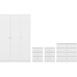 Seconique Denver 3 Door Wardrobe White Gloss Bedroom Furniture Set - Size: 175 x 112 x 48cm - Wilko - thumbnail 3
