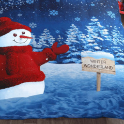 Velosso Single Glitter Snowman Panel Duvet Set - Blue - Wilko - thumbnail 4