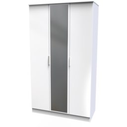 Crowndale Plymouth 3 Door White Tall Mirrored Wardrobe Ready Assembled - Wilko - thumbnail 3