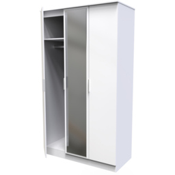 Crowndale Plymouth 3 Door White Tall Mirrored Wardrobe Ready Assembled - Wilko - thumbnail 6
