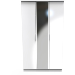 Crowndale Plymouth 3 Door White Tall Mirrored Wardrobe Ready Assembled - Wilko - thumbnail 4