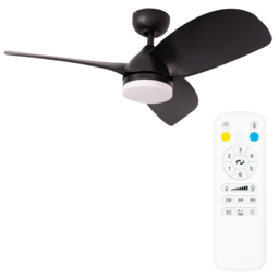 ValueLights Matt Black Integrated LED Ceiling Fan with Remote 36 inch - Size: 29 x 91.5 x 91.5cm - White - Wilko - thumbnail 1