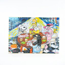 M Lagunas Iconic Poker Hand Painted Canvas Blue - Wilko