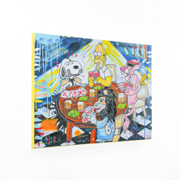 M Lagunas Iconic Poker Hand Painted Canvas Blue - Wilko - thumbnail 3