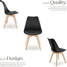 tectake Frederikke Set of 6 Black Ergonomic Dining Chair - Wilko - thumbnail 5