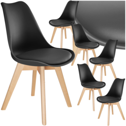 tectake Frederikke Set of 6 Black Ergonomic Dining Chair - Wilko - thumbnail 3