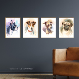 Artery8 Dog Watercolour Paintings Wall Art Print 30 x 41cm 4 Pack - Size: 40.5 x 30.5 x 0.3cm - Multi - Wilko - thumbnail 3