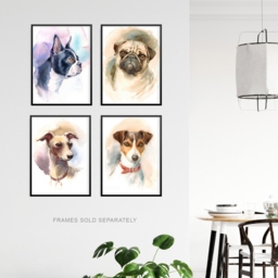 Artery8 Dog Watercolour Paintings Wall Art Print 30 x 41cm 4 Pack - Size: 40.5 x 30.5 x 0.3cm - Multi - Wilko - thumbnail 4