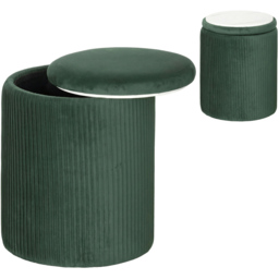 Portland Dark Green Round Storage Ottoman with Removable Top - Size: 45 x 35 x 35cm - Wilko - thumbnail 3