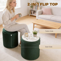 Portland Dark Green Round Storage Ottoman with Removable Top - Size: 45 x 35 x 35cm - Wilko - thumbnail 6