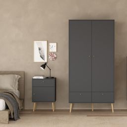 Florence Cumbria Single Door Single Drawer Dark Grey Bedside Table - Furniture to Go - Wilko - thumbnail 3
