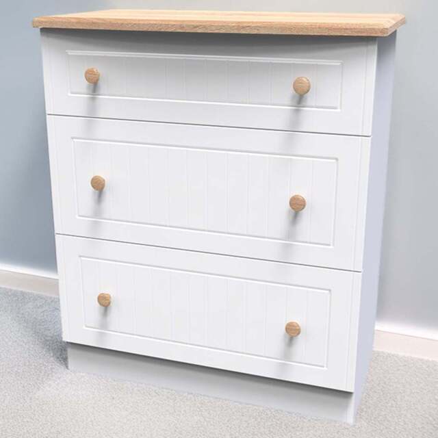 Crowndale Warwick 3 Drawer White Ash and Oak Deep Chest of Drawers - Wilko - image 1