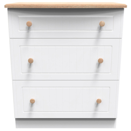 Crowndale Warwick 3 Drawer White Ash and Oak Deep Chest of Drawers - Wilko - thumbnail 3