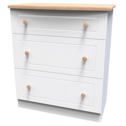 Crowndale Warwick 3 Drawer White Ash and Oak Deep Chest of Drawers - Wilko - thumbnail 5