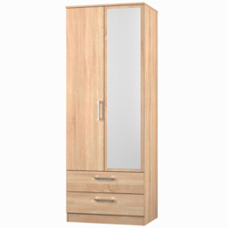 Crowndale Devon 2 Door 2 Drawer Bardolino Oak Wardrobe with Mirror Door Ready Assembled - Wilko - thumbnail 3