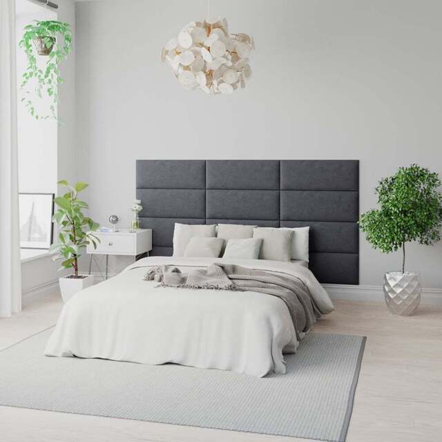 Aspire EasyMount Steel Plush Velvet Upholstered Wall Mounted Headboard Panels 2 Pack - Silver - Aspire Beds - Wilko - image 1