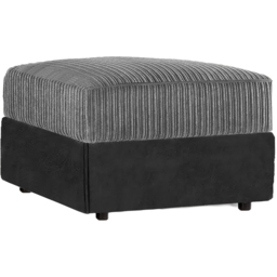 Luxor Black and Grey Jumbo Cord Footstool - Size: 45 x 55 x 55cm - Multi - Wilko - thumbnail 3