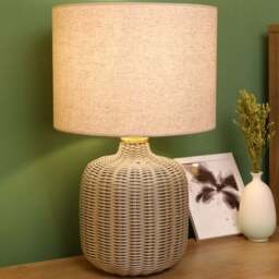 Padstow Rattan Effect Table Lamp Grey - Wilko - thumbnail 7