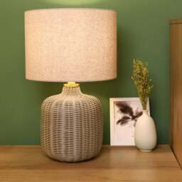 Padstow Rattan Effect Table Lamp Grey - Wilko - thumbnail 3