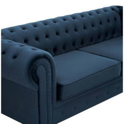 Home Detail Chesterfield 3 Seater Pleat Midnight Blue Velvet Sofa - Wilko - thumbnail 6
