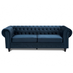 Home Detail Chesterfield 3 Seater Pleat Midnight Blue Velvet Sofa - Wilko - thumbnail 4