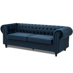 Home Detail Chesterfield 3 Seater Pleat Midnight Blue Velvet Sofa - Wilko - thumbnail 3