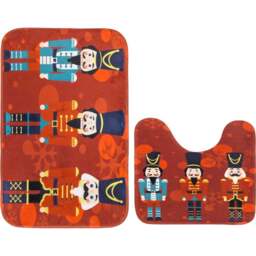 Noel Square Multicolour Nutcracker Xmas Bath Set 2 Piece - Size: 50 x 80 x 1cm - Red - Wilko - thumbnail 1