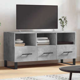 vidaXL 3 Drawer 3 Shelf Concrete Grey TV Cabinet - Size: 50 x 102 x 36cm - Wilko - thumbnail 1