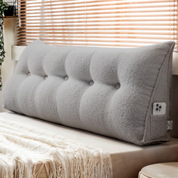 Living and Home Grey Teddy Fleece Wedge Headboard Pillow with Side Pocket 50 x 180cm - Size: 50 x 180 x 20cm - Wilko - thumbnail 3