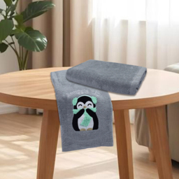 Noel Square Penguins Snuggle Grey Hand Towel 2 Pack - Size: 66 x 41 x 1cm - Wilko - thumbnail 3