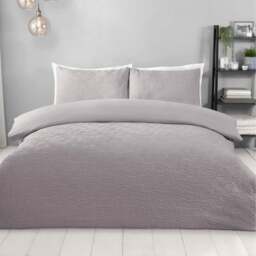 Halcyon Embossed Duvet Set Grey Superking - Size: Super King - Wilko - thumbnail 1