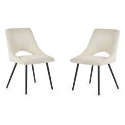 Julian Bowen Set of 2 Ivory Iris Boucle Dining Chairs - Cream - Wilko - thumbnail 3