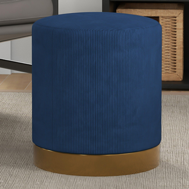 Portland Dark Blue Round Footstool - Size: 45 x 40 x 40cm - Wilko - image 1