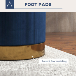 Portland Dark Blue Round Footstool - Size: 45 x 40 x 40cm - Wilko - thumbnail 6