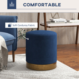 Portland Dark Blue Round Footstool - Size: 45 x 40 x 40cm - Wilko - thumbnail 7