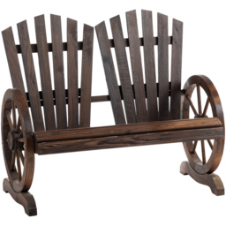Outsunny Adirondack 2 Seater Carbonized Wooden Loveseat Bench - Brown - Wilko - thumbnail 3