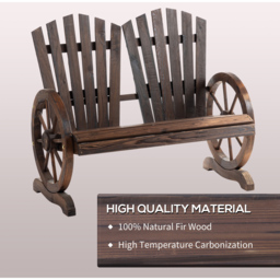 Outsunny Adirondack 2 Seater Carbonized Wooden Loveseat Bench - Brown - Wilko - thumbnail 6