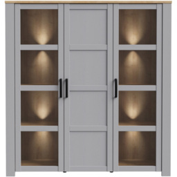 Florence Bohol 3 Door Riviera Oak and Grey Oak Large LED Display Cabinet - Furniture To Go - Wilko - thumbnail 6