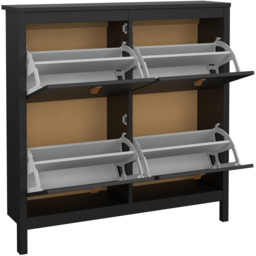 Florence Barcelona 4 Flip Down Doors Matt Black Shoe Cabinet - Size: 24 x 102 x 102cm - Wilko - thumbnail 5