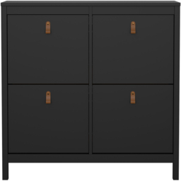 Florence Barcelona 4 Flip Down Doors Matt Black Shoe Cabinet - Size: 24 x 102 x 102cm - Wilko - thumbnail 4